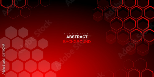 Dynamic colourful red hexagon with digital connection concept background