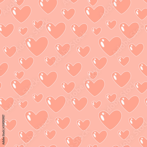 Seamless pattern with tender color hearts. Vector illustration