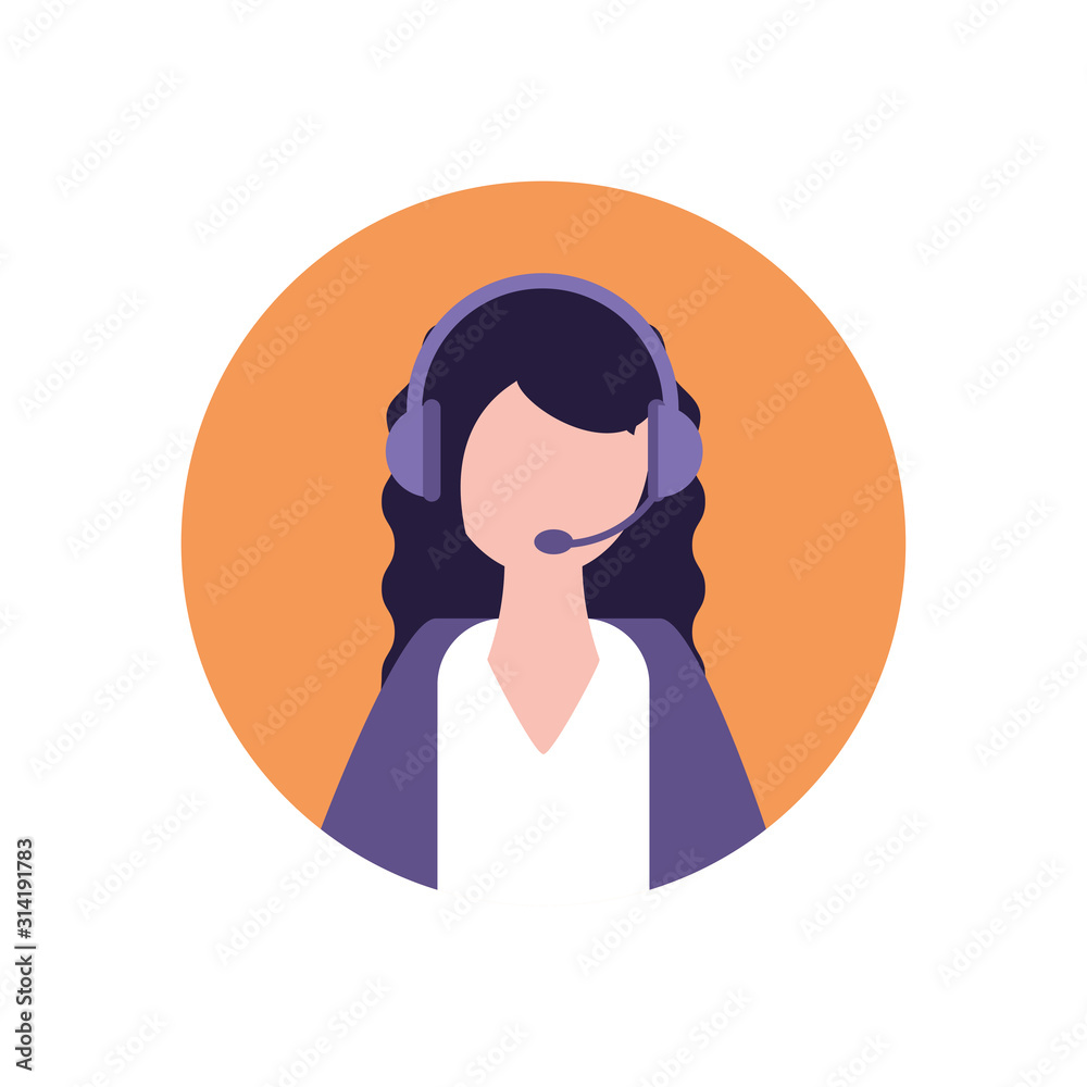 Businesswoman avatar with headphone vector design