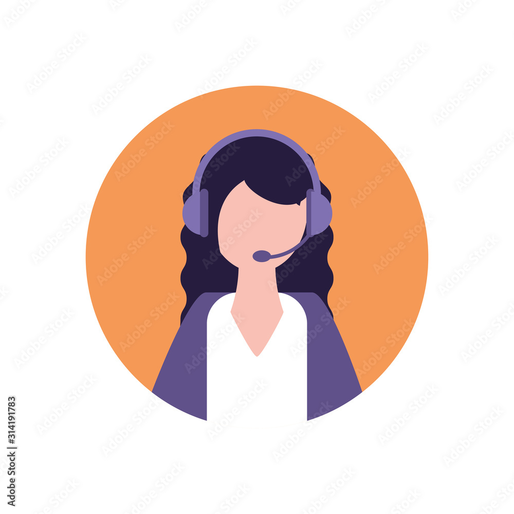Businesswoman avatar with headphone vector design Businesswoman avatar with headphone vector design