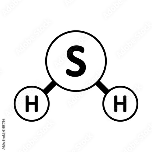 Hydrogen sulphide molecule icon.