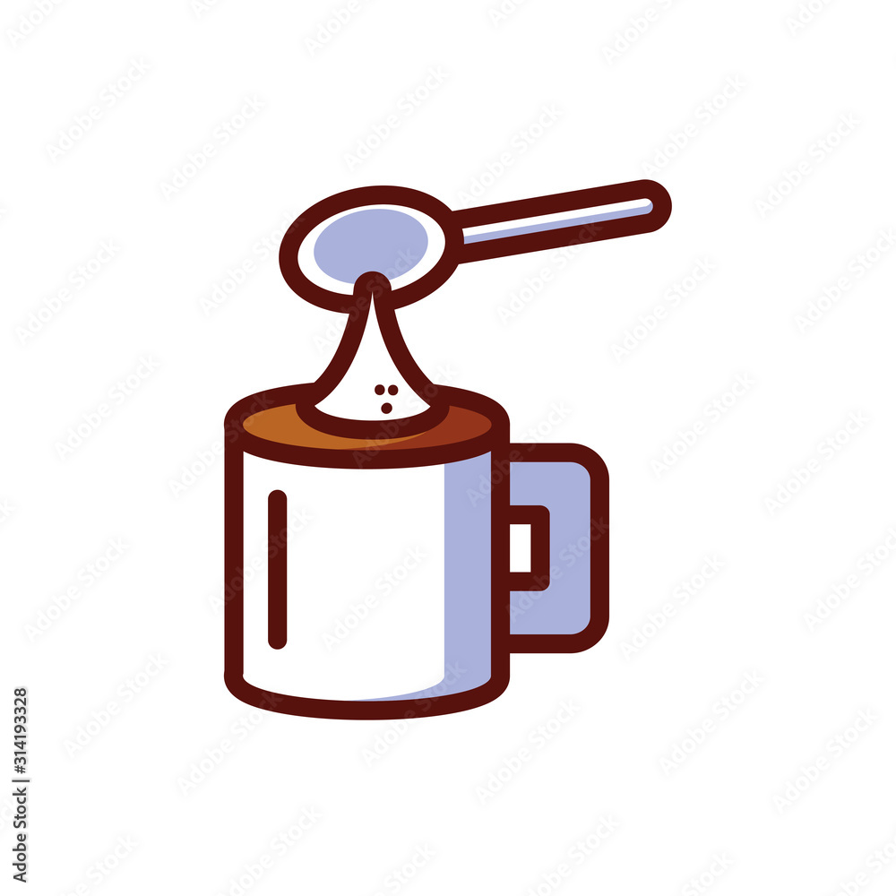 Obraz premium Isolated coffee mug and spoon vector design