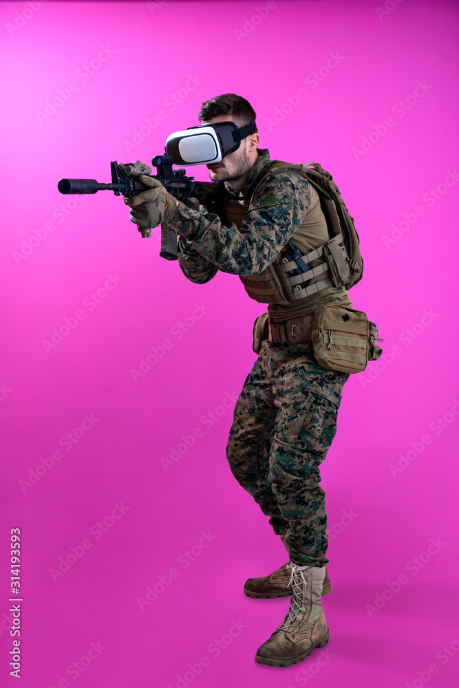 soldier in battle using virtual reality glasses soldier in battle using virtual reality glasses