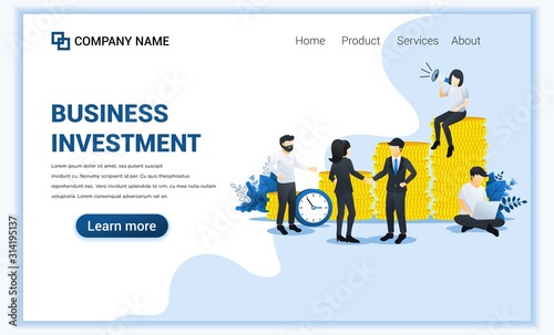 Modern Flat design concept of Business Investement with characters in investment innovation. Can use for business analysis, web banner, landing page, web template. Flat vector illustration