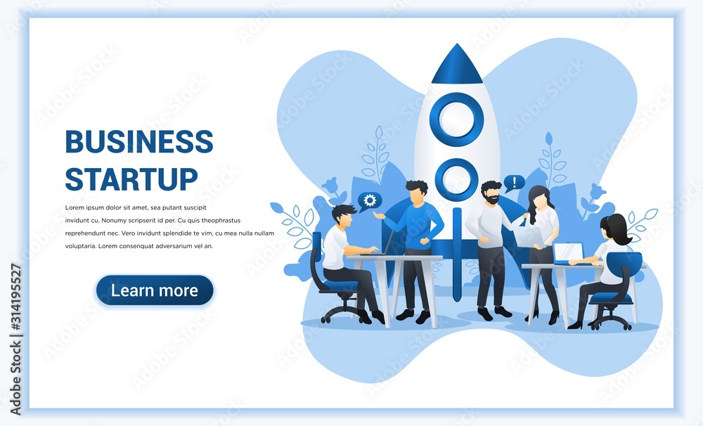 Business start up concept with people work near a rocket ready getting ...