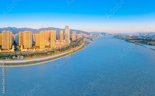 City Scenery of both sides of Minjiang River, Fuzhou City, Fujian Province, China