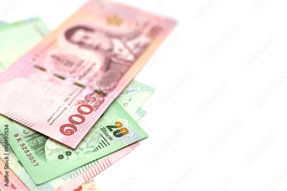 Thai bank note on white background with blank space Thai bank note on white background with blank space