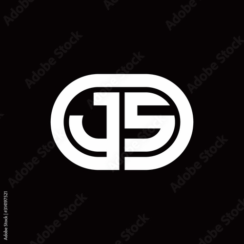 JS monogram logo with an oval style on a black background