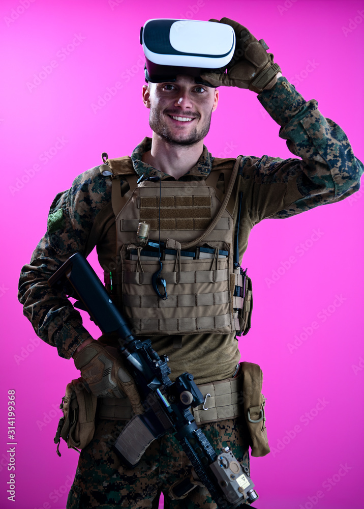 soldier in battle using virtual reality glasses soldier in battle using virtual reality glasses
