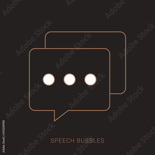 Bubble speech icon design trendy. Brown and white color with outline concept.