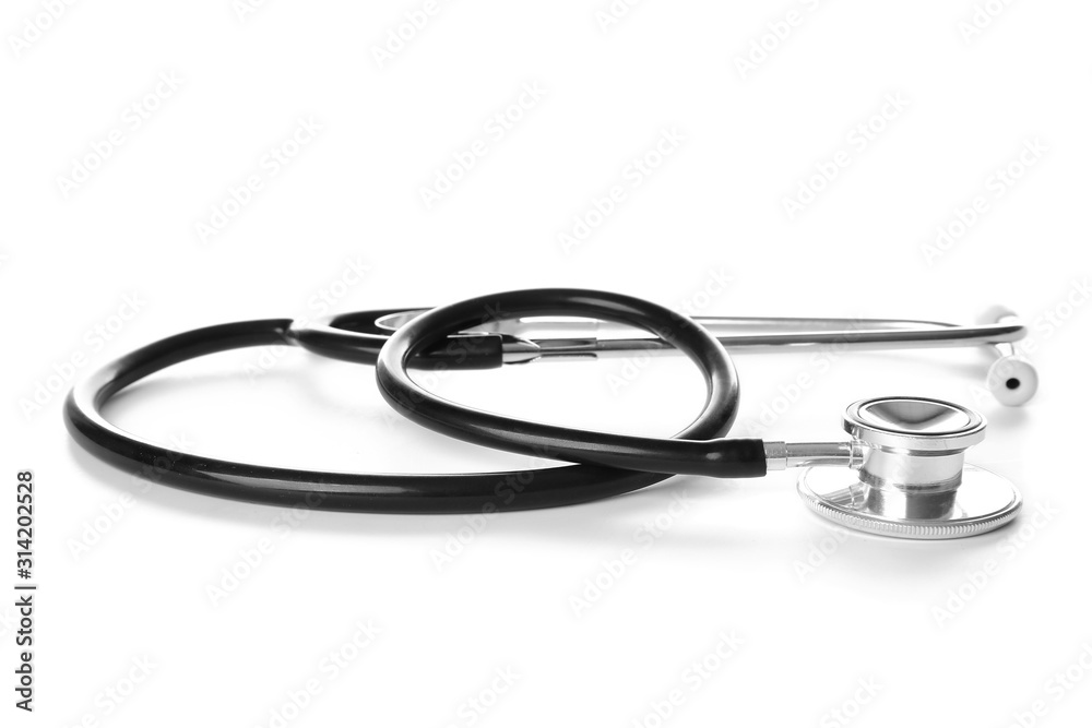 Fototapeta premium Modern stethoscope on white background