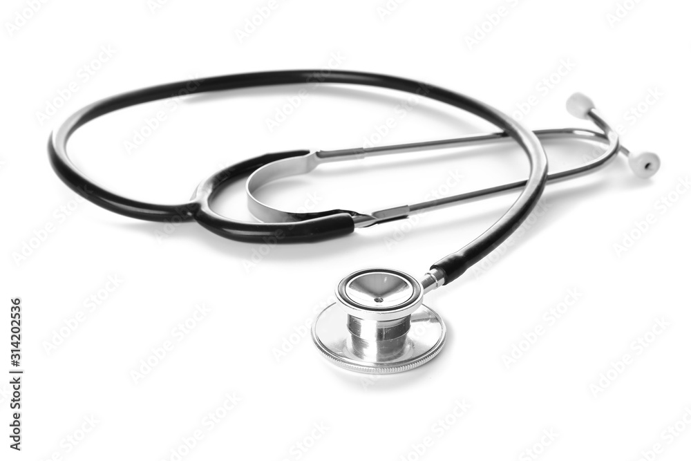 Modern stethoscope on white background Modern stethoscope on white background
