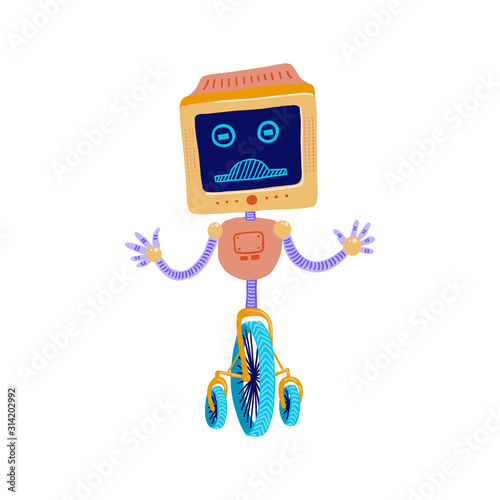 Funny colorful confused robot