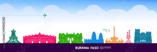 Fényképezés Burkina Faso travel destination grand vector illustration.