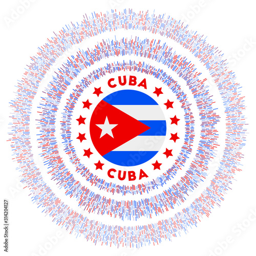 Cuba symbol. Radiant country flag with colorful rays. Shiny sunburst with Cuba flag. Awesome vector illustration.