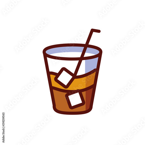 Isolated coffee glass with ice vector design