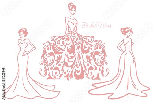 Bridal Wedding Sexy Dress Boutique Logo Design Set Vector Premium Collection