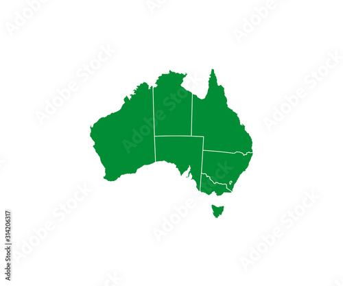 Australia map, states border map. Vector illustration.