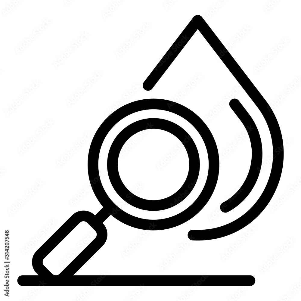 Blood drop test icon. Outline blood drop test vector icon for web design isolated on white background Blood drop test icon. Outline blood drop test vector icon for web design isolated on white background