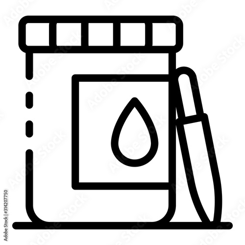 Blood test jar icon. Outline blood test jar vector icon for web design isolated on white background