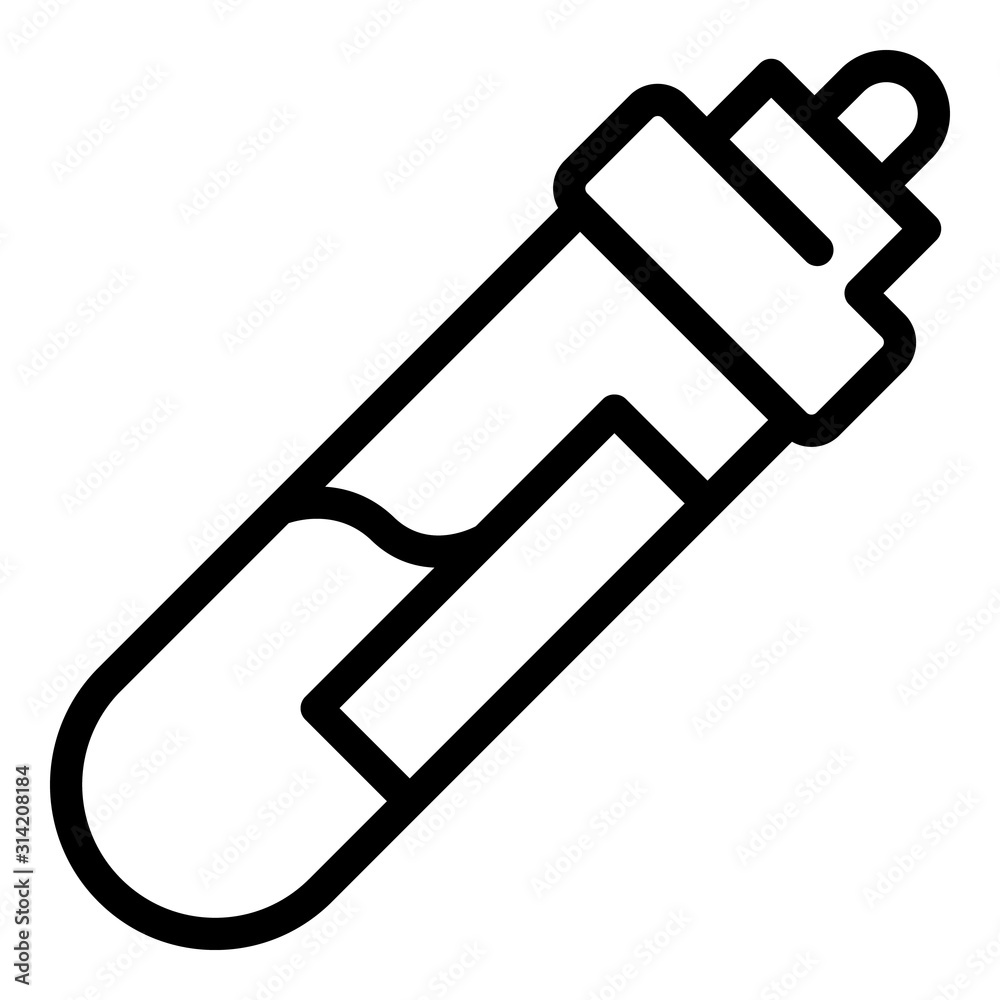 Hospital blood test tube icon. Outline hospital blood test tube vector icon for web design isolated on white background Hospital blood test tube icon. Outline hospital blood test tube vector icon for web design isolated on white background