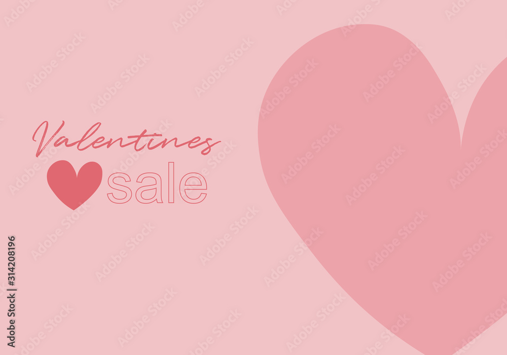 Happy valentines day card with hearts. Promotion sale. Banner sale. Marketing online