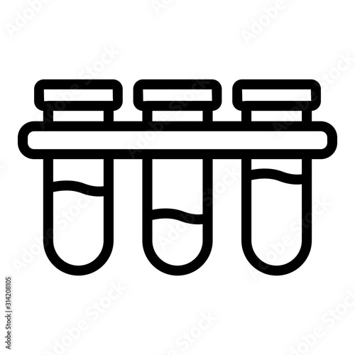 Blood test tubes stand icon. Outline blood test tubes stand vector icon for web design isolated on white background