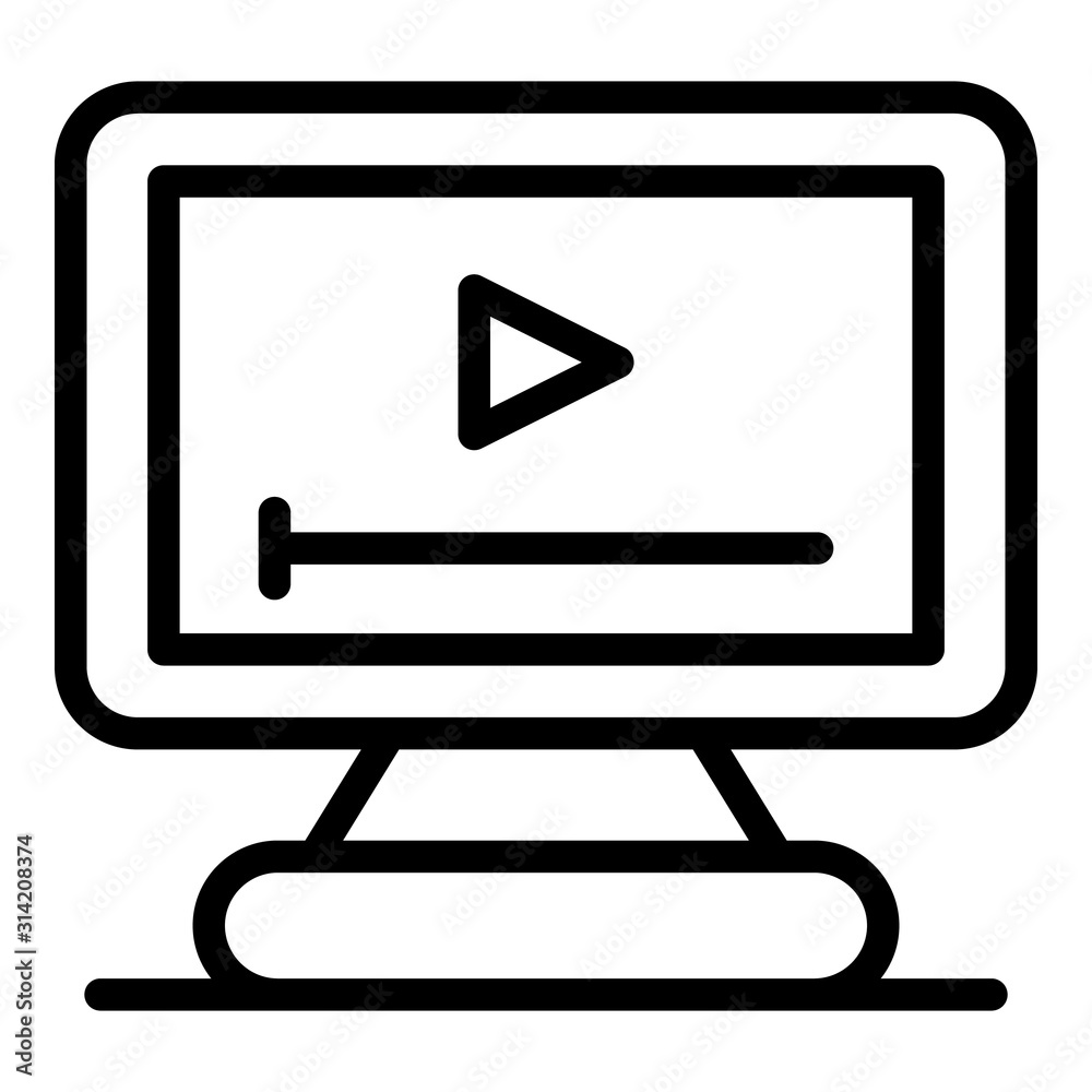 Video cooking show icon. Outline video cooking show vector icon for web design isolated on white background