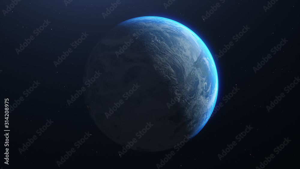 Planet earth from the space at night. Elements of this image furnished by NASA - 3d illustration.