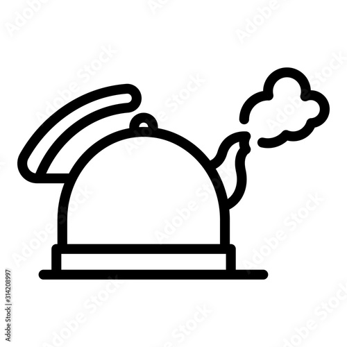 Boiling keetle icon. Outline boiling keetle vector icon for web design isolated on white background