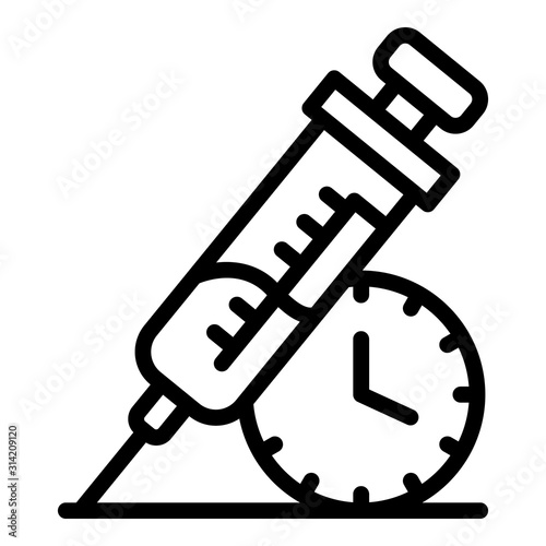 Insulin syringe time icon. Outline insulin syringe time vector icon for web design isolated on white background