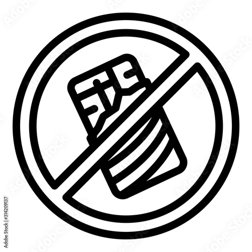Chocolate restricted icon. Outline chocolate restricted vector icon for web design isolated on white background