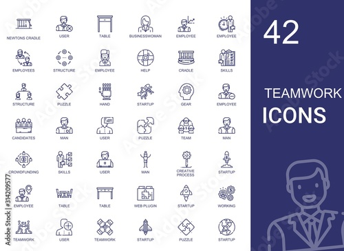 teamwork icons set