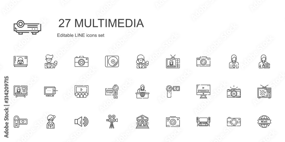 multimedia icons set - obrazy, fototapety, plakaty 