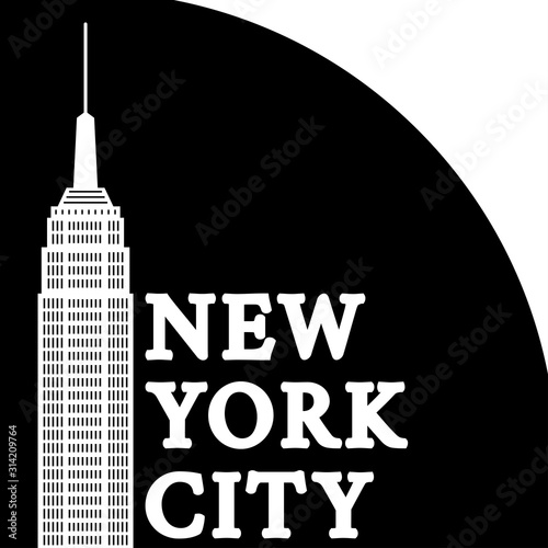 New York City graphic with skyscraper. NYC T-shirt typography, print, banner or poster. Vector illustration.