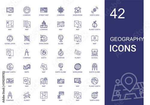 geography icons set