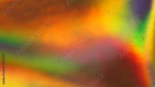 Holographic vivid green  orange  yellow  gold gradient. Abstract rainbow background