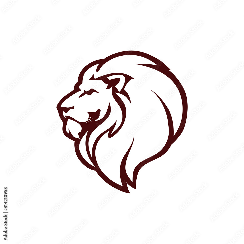 Angry Lion Head Logo, Icon, Sign, Black Background Flat Design Vector Illustration Template