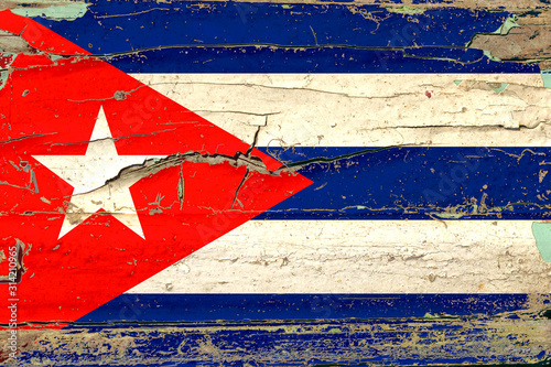 3D Flag of Cuba on wood