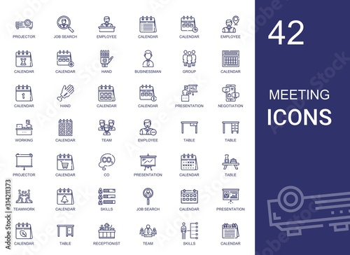 meeting icons set