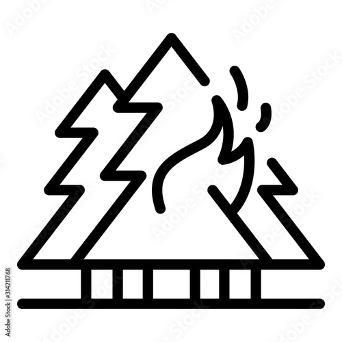 Wildfire icon. Outline wildfire vector icon for web design isolated on white background
