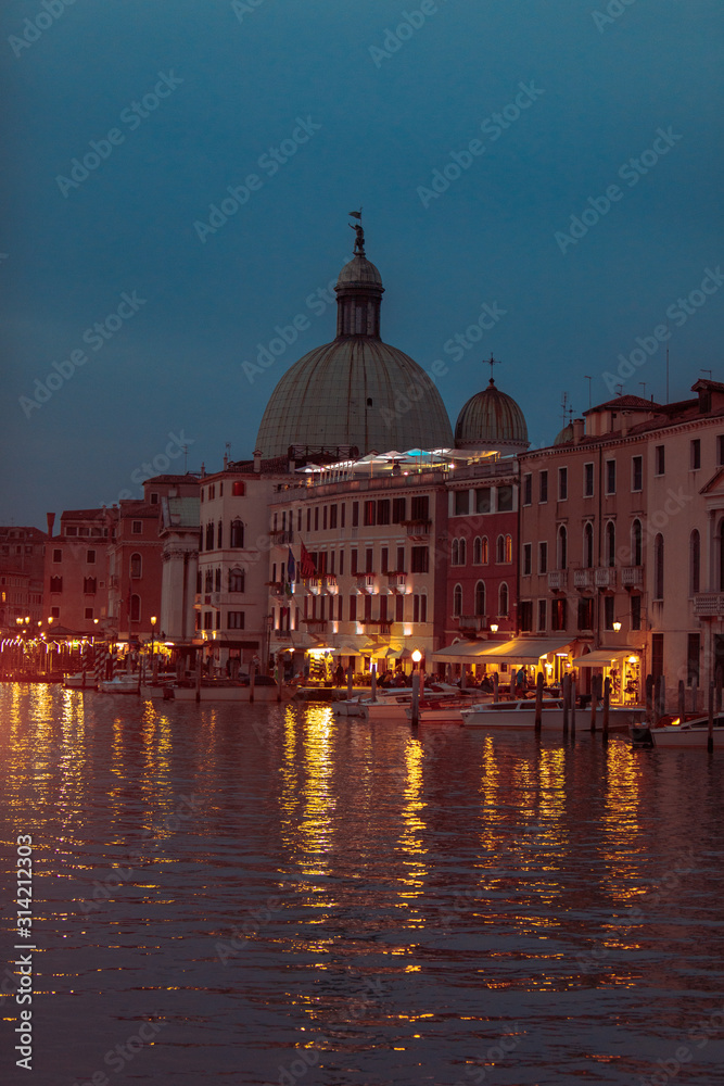 view of night venice city lights grand canal
