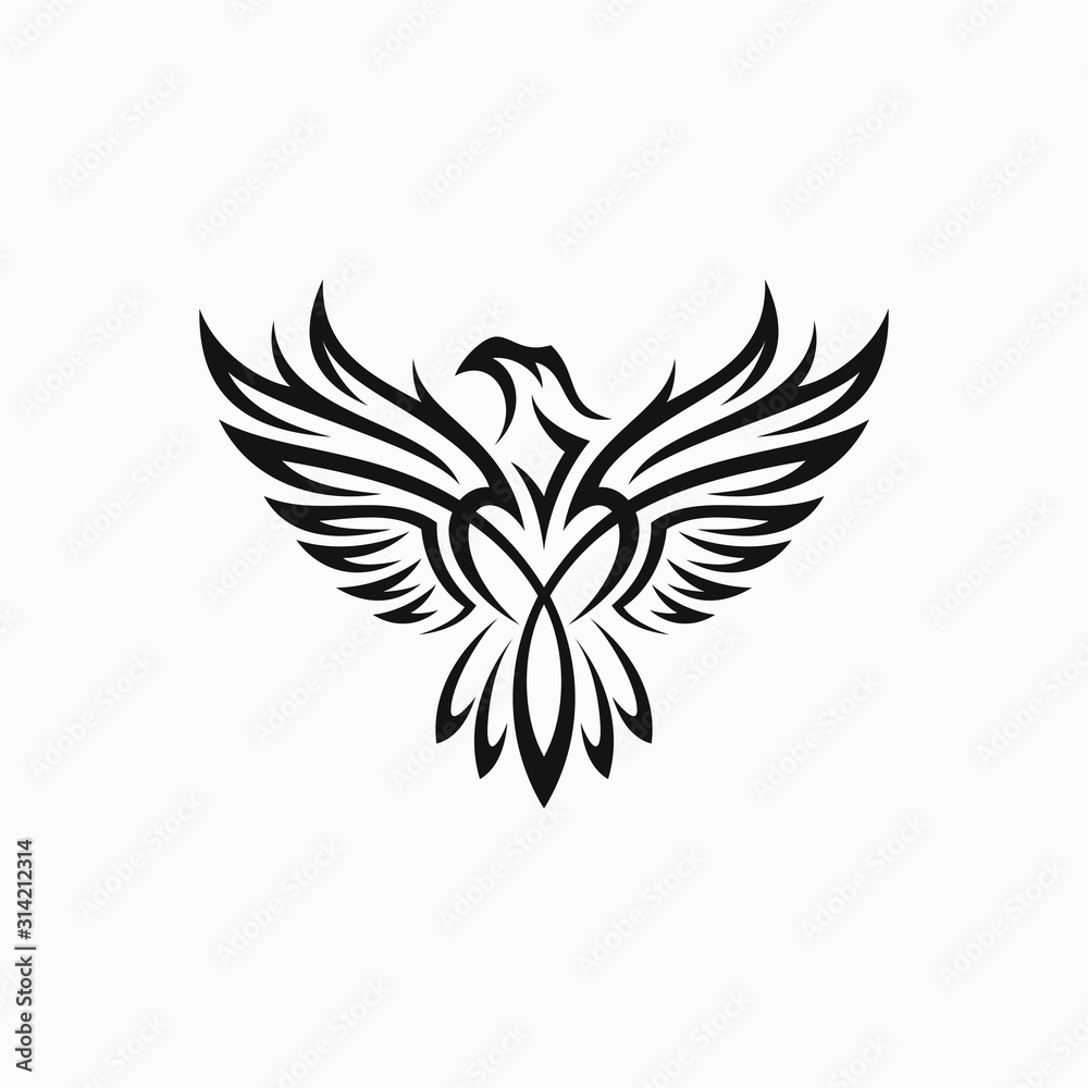 Obraz premium Tribal Eagle Tattoo Vector Illustration Eagle Stock Vector