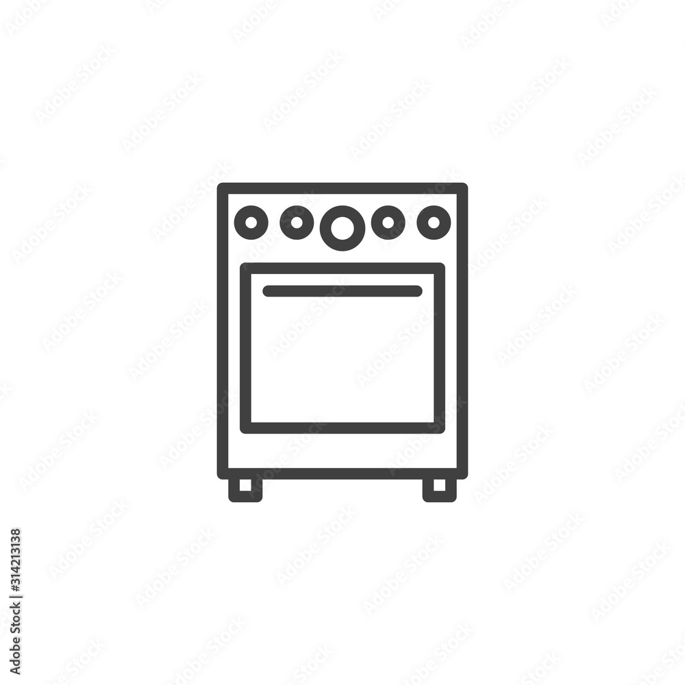 Baking oven line icon. linear style sign for mobile concept and web design.  Kitchen stove outline vector icon. Symbol, logo illustration. Vector  graphics Stock Vector | Adobe Stock