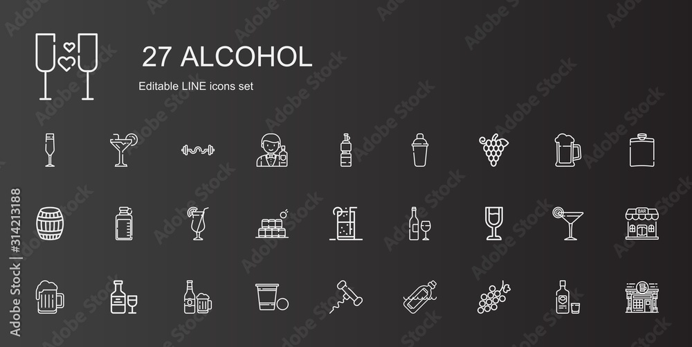 alcohol icons set alcohol icons set