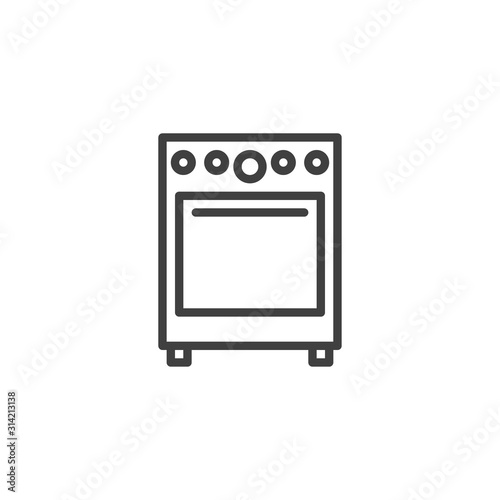 Baking oven line icon. linear style sign for mobile concept and web design. Kitchen stove outline vector icon. Symbol, logo illustration. Vector graphics