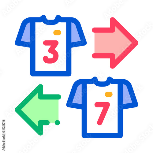 Teams T-shirt Exchange Icon Vector. Outline Teams T-shirt Exchange Sign. Isolated Contour Symbol Illustration