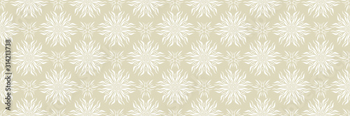 Floral seamless pattern. White design on long olive green background