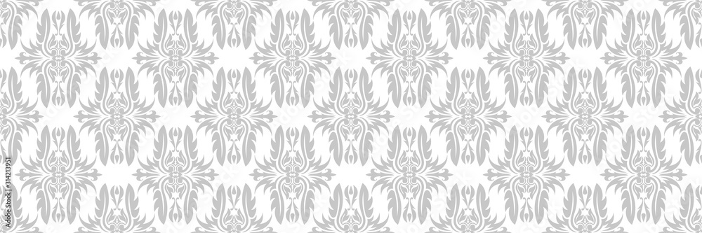 Floral seamless pattern. Gray design on white background Floral seamless pattern. Gray design on white background