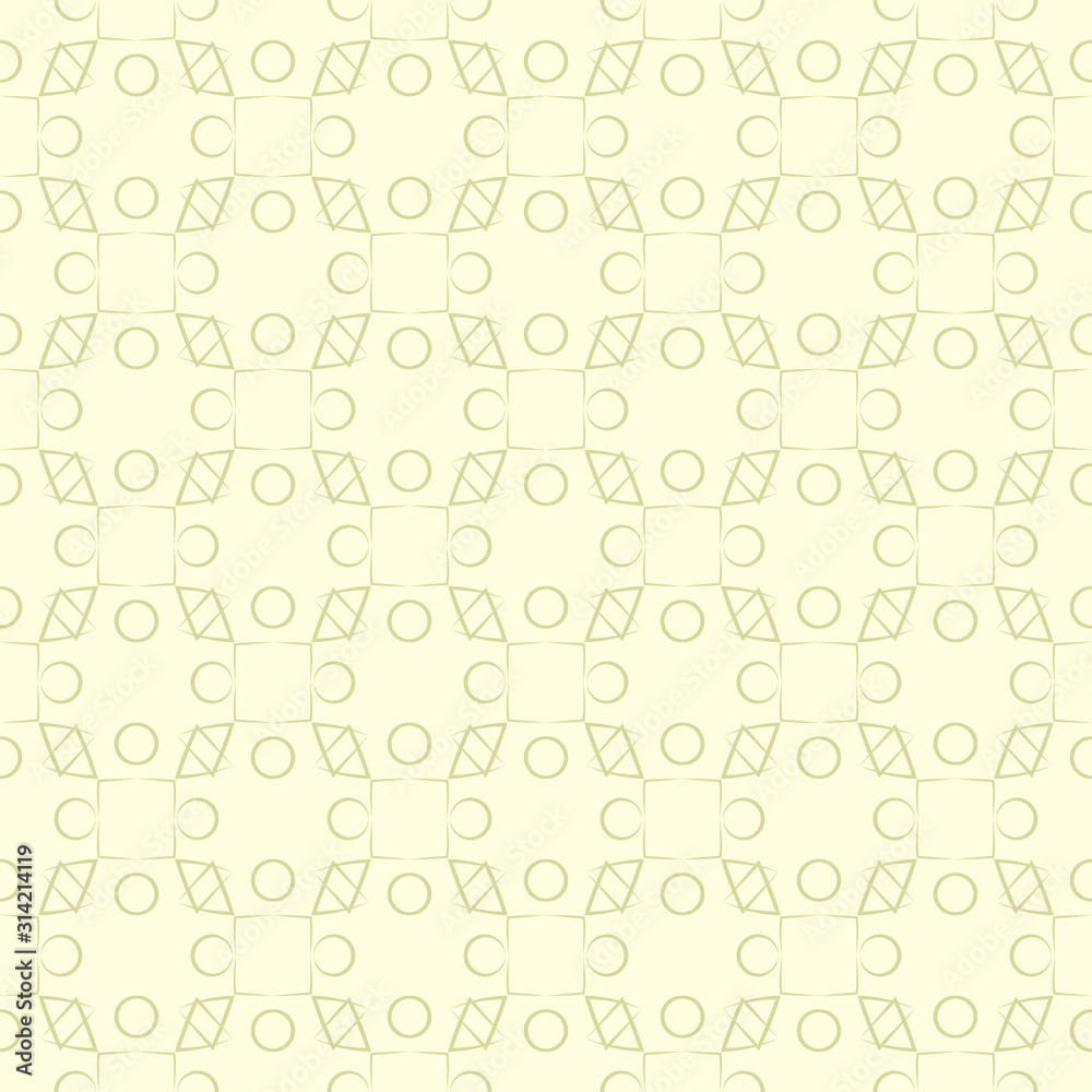 Geometric mix shape pattern. Olive green seamless background